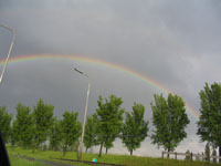 Almost home again... and for sure, waiting for that always open bridge, it started raining...